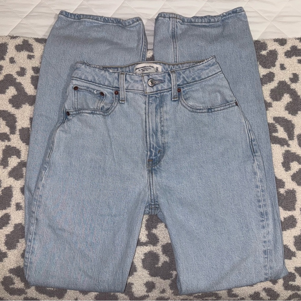 Abercrombie & Fitch Light Blue High-Rise Straight Jeans